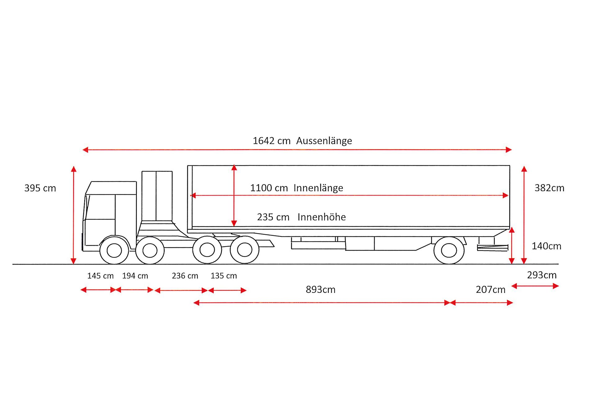 Skizze eines Sattelschleppers 